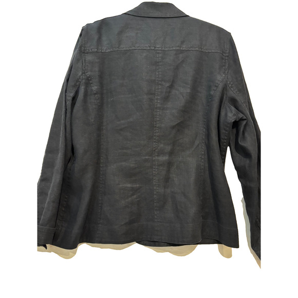 AlfanI Womens Navy Blue Blazer jacket Linen Button Plus Sz 16 Capsule Career - Picture 6 of 8